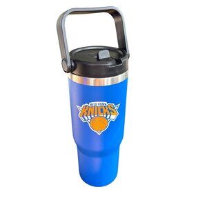 FOCO New York Knicks NBA 30 Oz Solid Tumbler With Straw Cupholder Friendly NWT